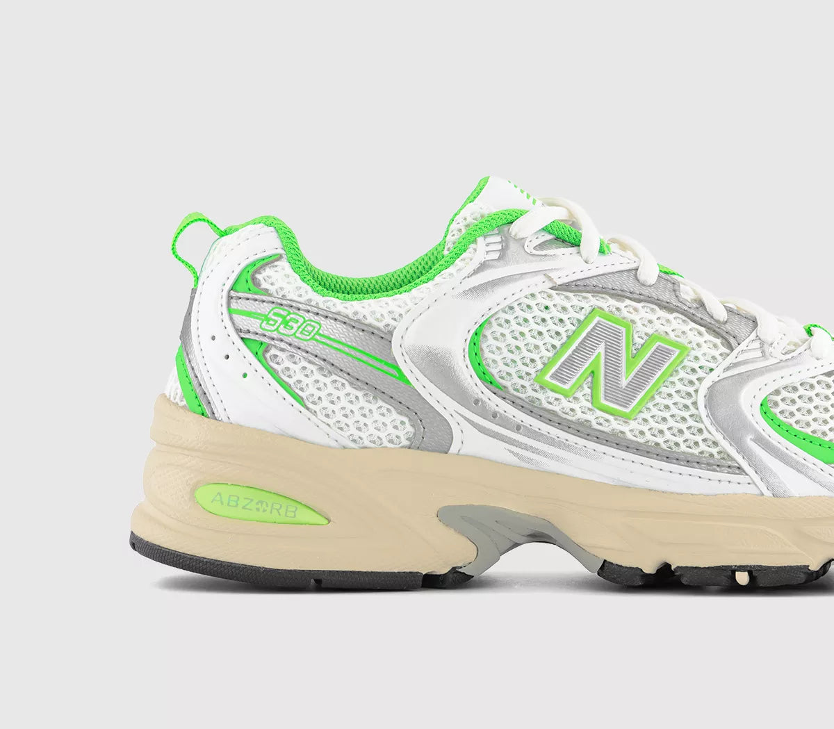 NB530 | White Green Silver Off White